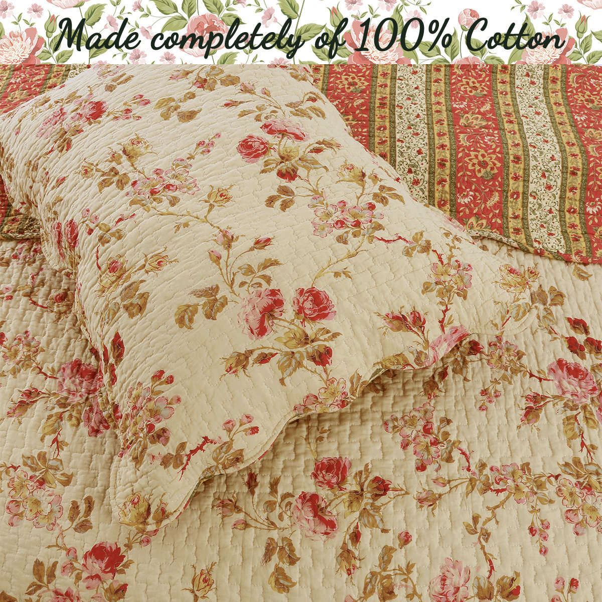 CD 25 Plaid Quilted Lapel Set Beige Cotton